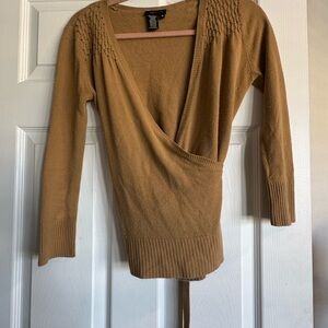 BCBGMaxAzria Women's Camel V-Neck Sweater